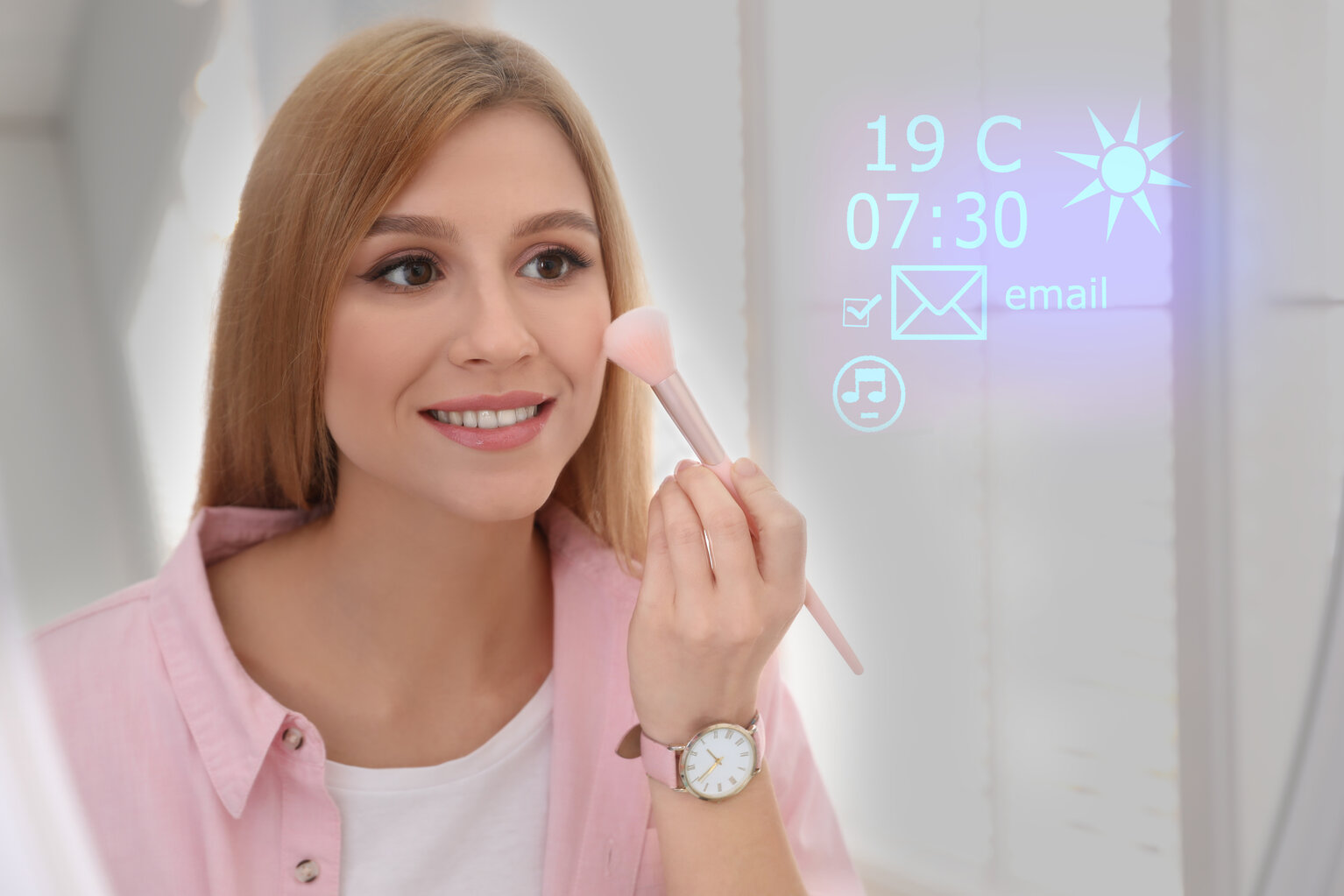 MIKKA Spiegeltouch Monitor bietet einen interaktive Datenaustausch im Smart Home MIKKA Spiegeltouch Einbaumonitor bietet eine stilvolle Datenanzeige und -eingabe im Smart Home, Friseursalon oder Beauty-Studios